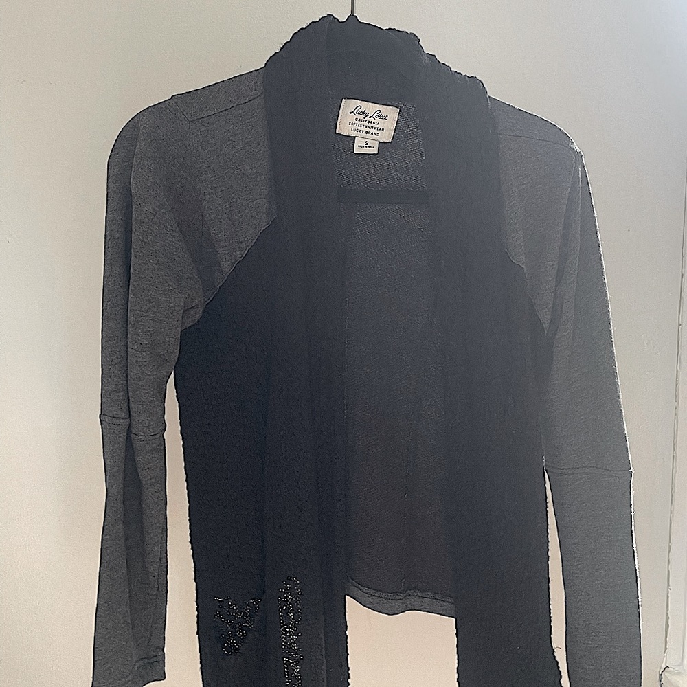Lucky Brand Lucky Lotus Cardigan Open Front Knit Sweater Size Small